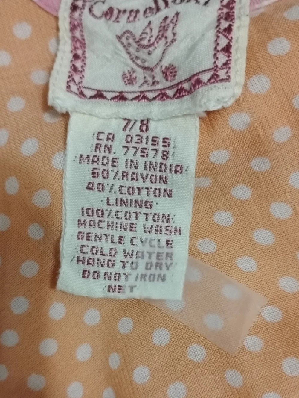 Vintage Cornelloki Girls' Two-Tone Pink & Peach‎ Polka Dot Dress